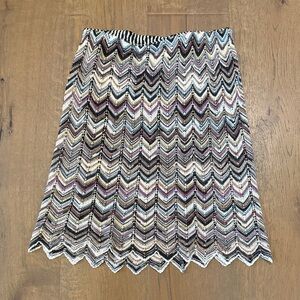 Missoni Zigzag Knit A-Line Skirt in Black, White, Pink, Gold